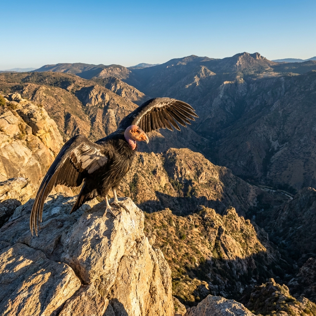 The California Condor is a bird that was almost extinct. Through captive breeding, where scientists raise birds in safety.