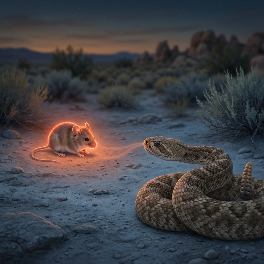A rattlesnake senses heat from a mouse using special pits on its face. The snake's brain processes this heat signal to.