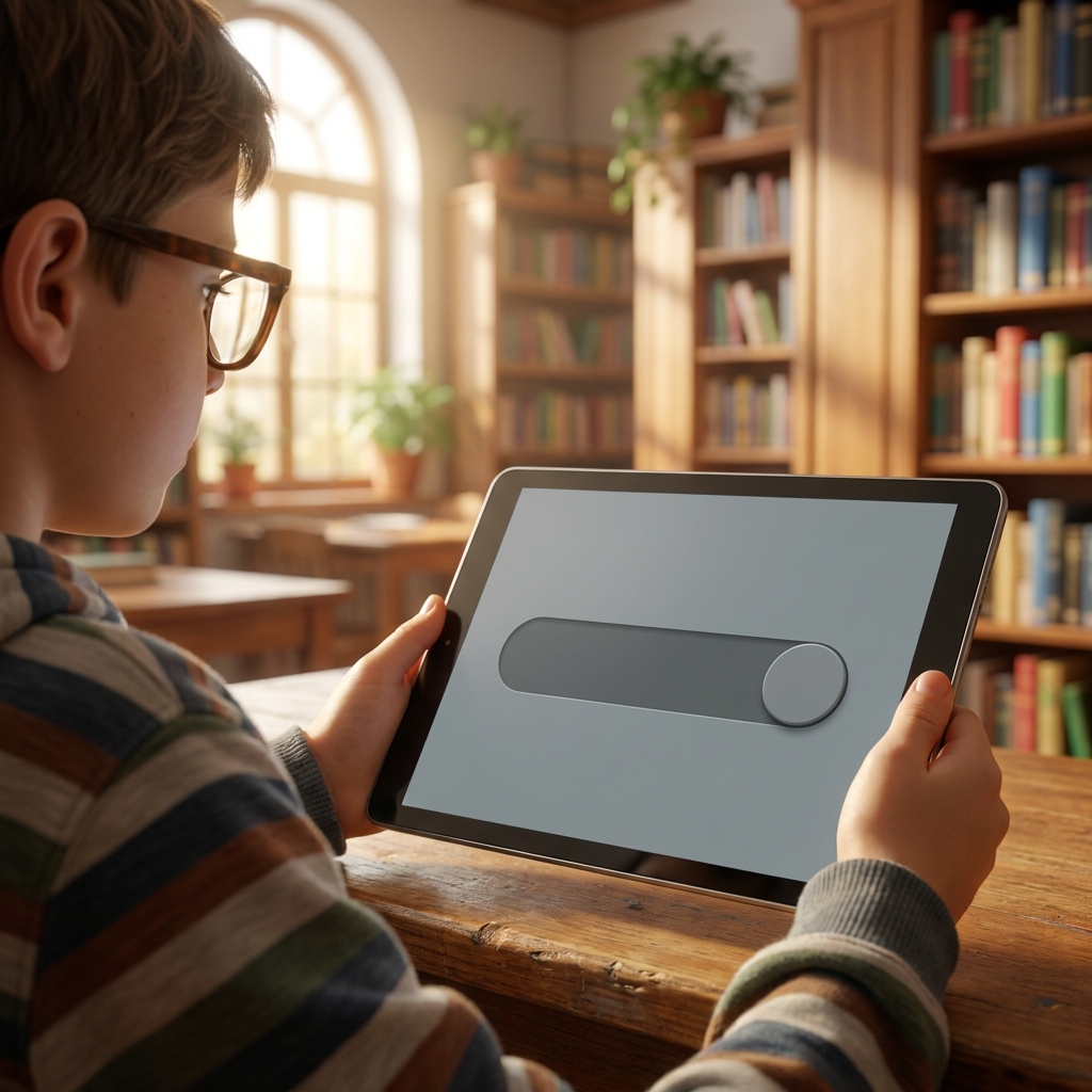 A library app adds a large print toggle after hearing from a student with a visual impairment. The student could not read.
