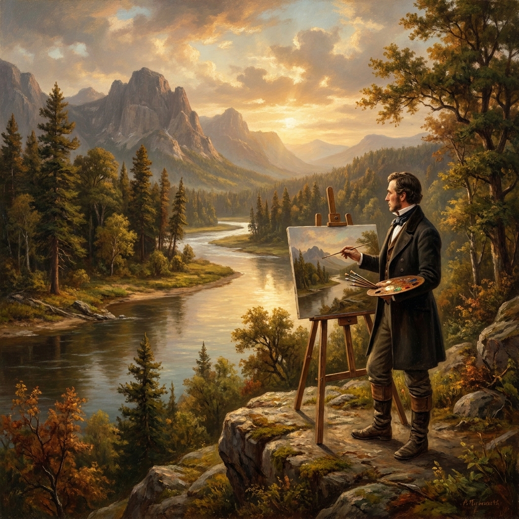 The Hudson River School was a group of artists who painted large, beautiful landscapes of the American wilderness. These.