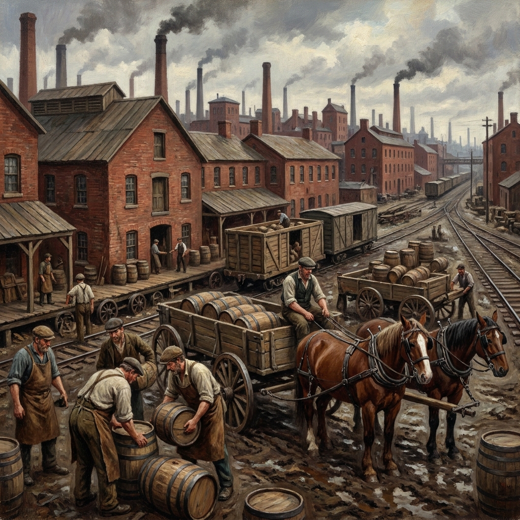 The meatpacking industry in Chicago grew rapidly because its proximity to railroads allowed for the efficient shipping of.