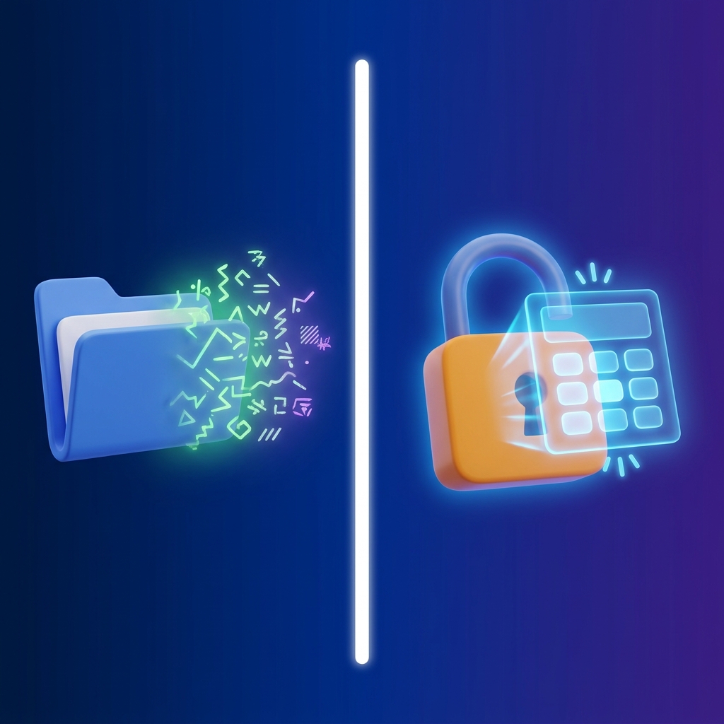 Example 1: A secure file transfer. First, the file is encrypted so it is scrambled. Second, the user must provide a password.