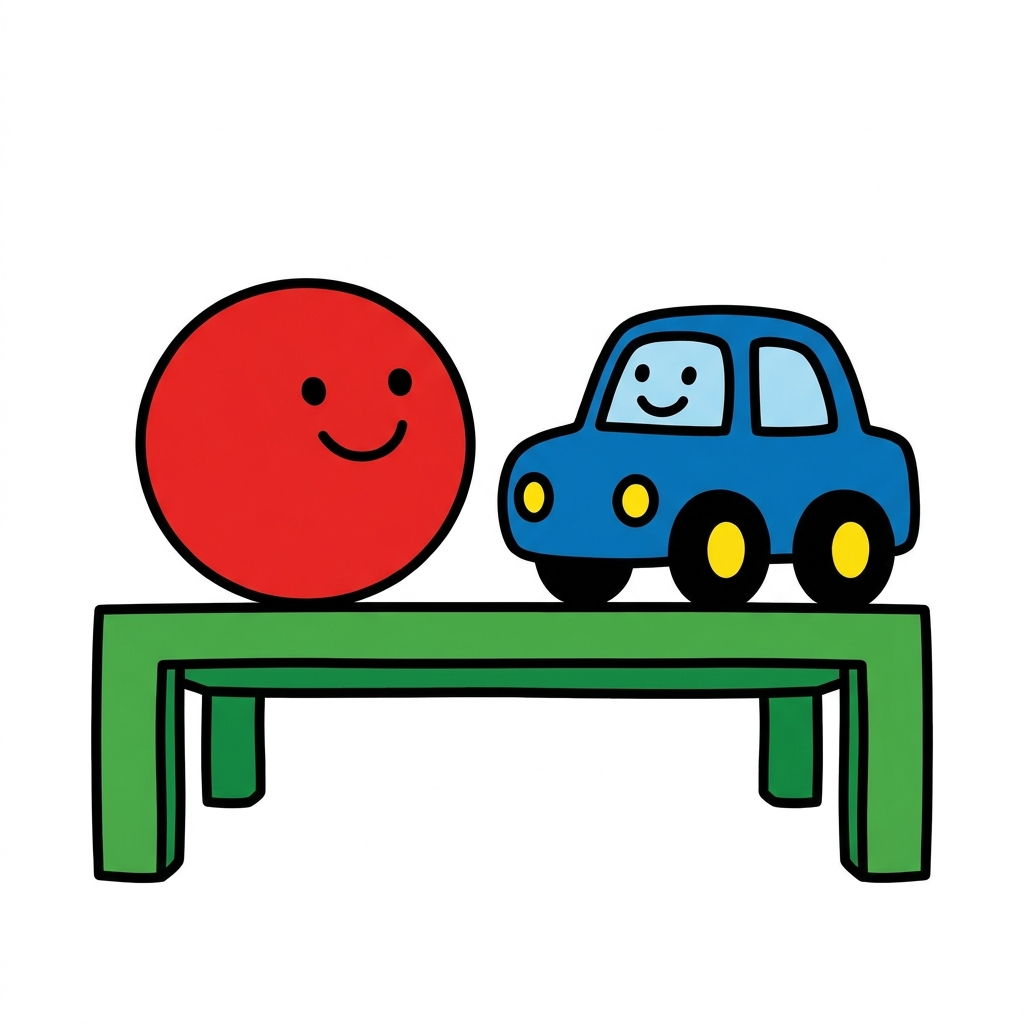 Look at the toys with me. We have a red ball and a blue car. Which one would you pick? Picking one is making a choice.