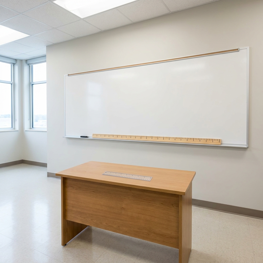 A one-meter stick is a good benchmark for measuring larger things like a whiteboard. A meter is longer than a foot. You can.