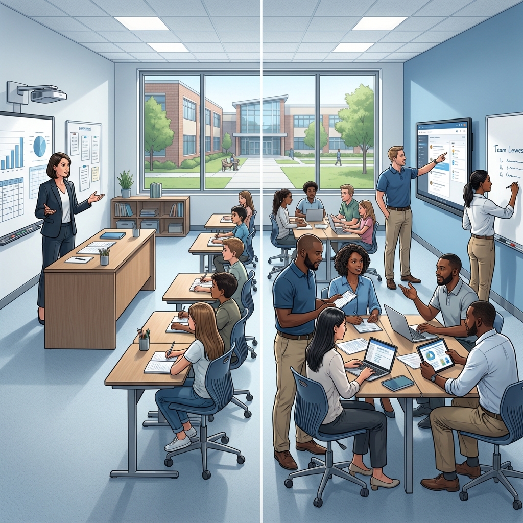 Imagine a school that is run by one person who makes all the rules. If the community decides that the school should now be.