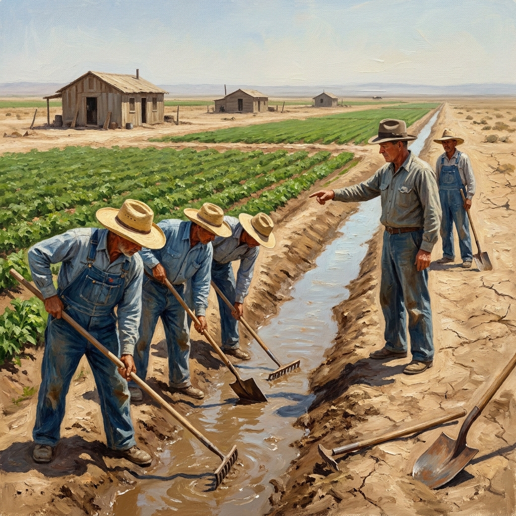 In the Imperial Valley of California, irrigation systems turned desert land into fertile farmland. This expansion required a.