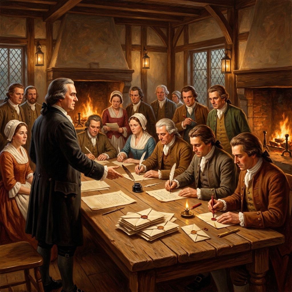 Samuel Adams helped establish the Boston Committee of Correspondence. This group wrote letters to other towns to share.