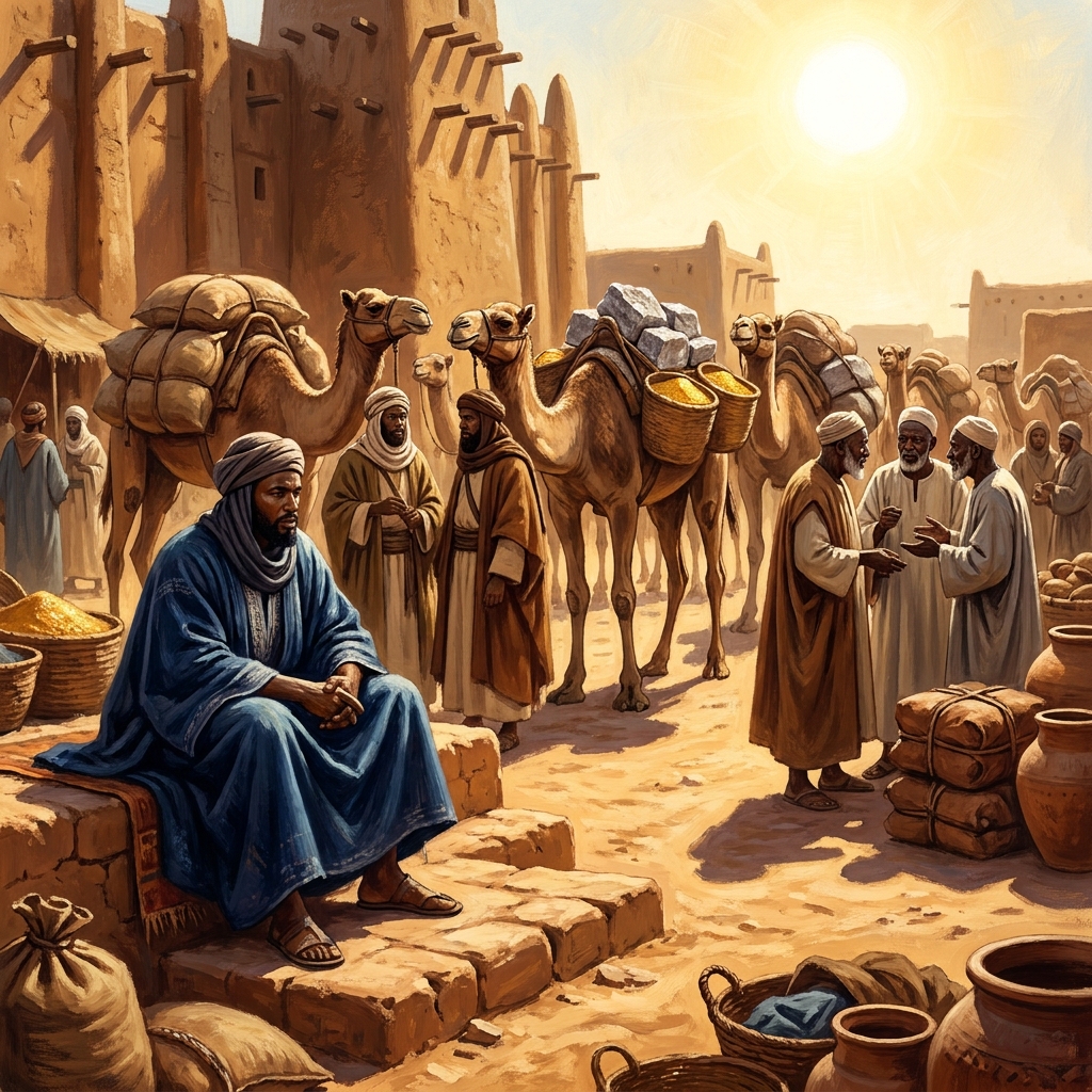 The Mansa was responsible for managing the vast trade routes that crossed the desert. He ensured that merchants were safe.