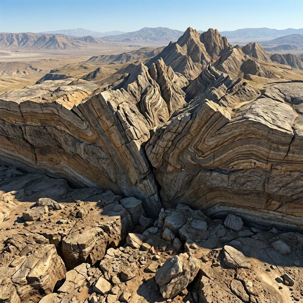 When two tectonic plates collide at a fault line, they push against each other with massive force. Both plates experience.