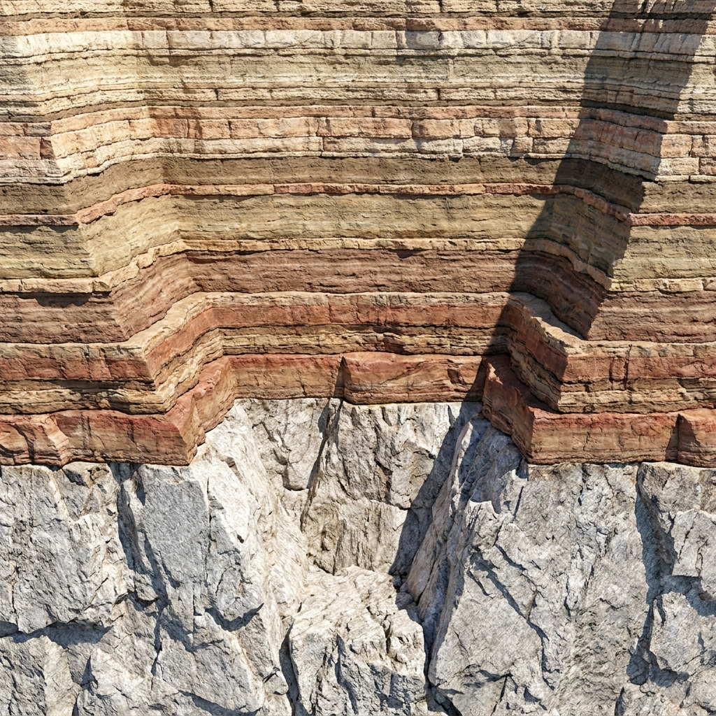 The Grand Canyon of the Tuolumne features granite at the base and sedimentary layers on top. The granite formed deep.