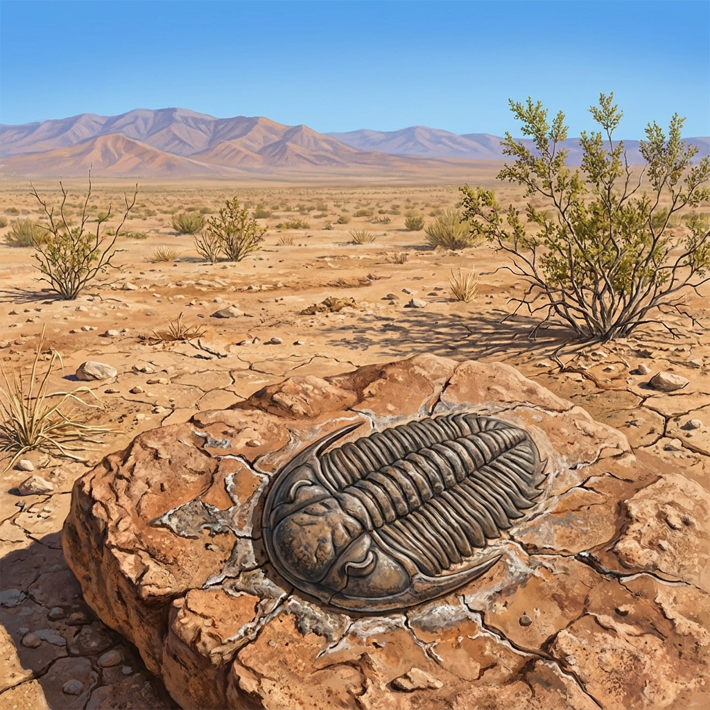 In the Mojave Desert, scientists have found fossils of trilobites, which were ancient marine creatures. Because these.