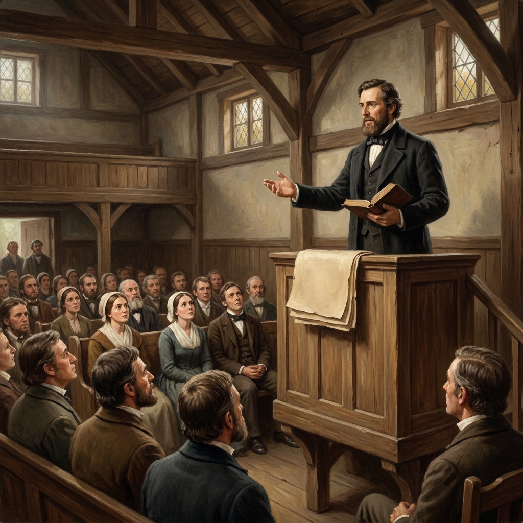 Think about how a 19th-century orator might have used the pulpit to advocate for justice, reflecting the abolitionist.
