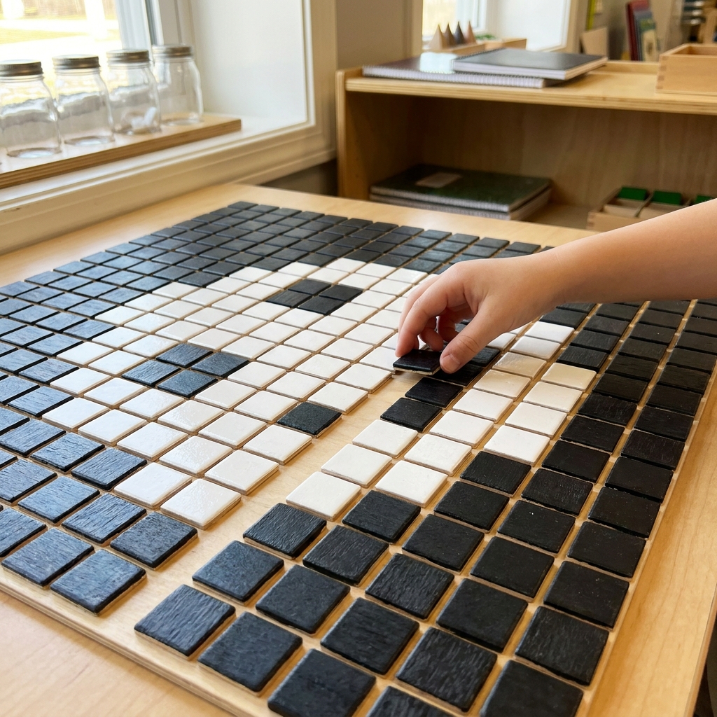 Think of a grid of black and white squares. If we color some squares black and some white, we can create a picture. This is.
