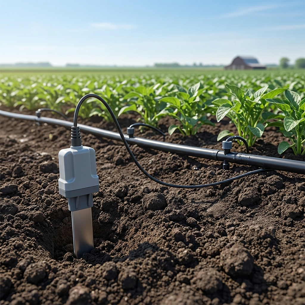 Drip irrigation sensors are a great example of monitoring. These sensors measure how much water the soil needs in real time.