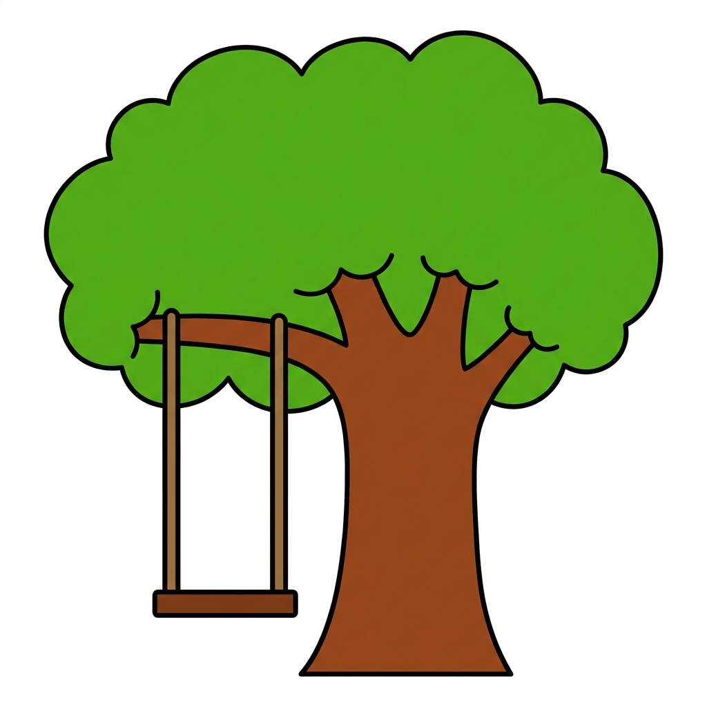 Let us draw together. Think of a park. Draw a tree. Now add a detail. Add a swing to your tree.
