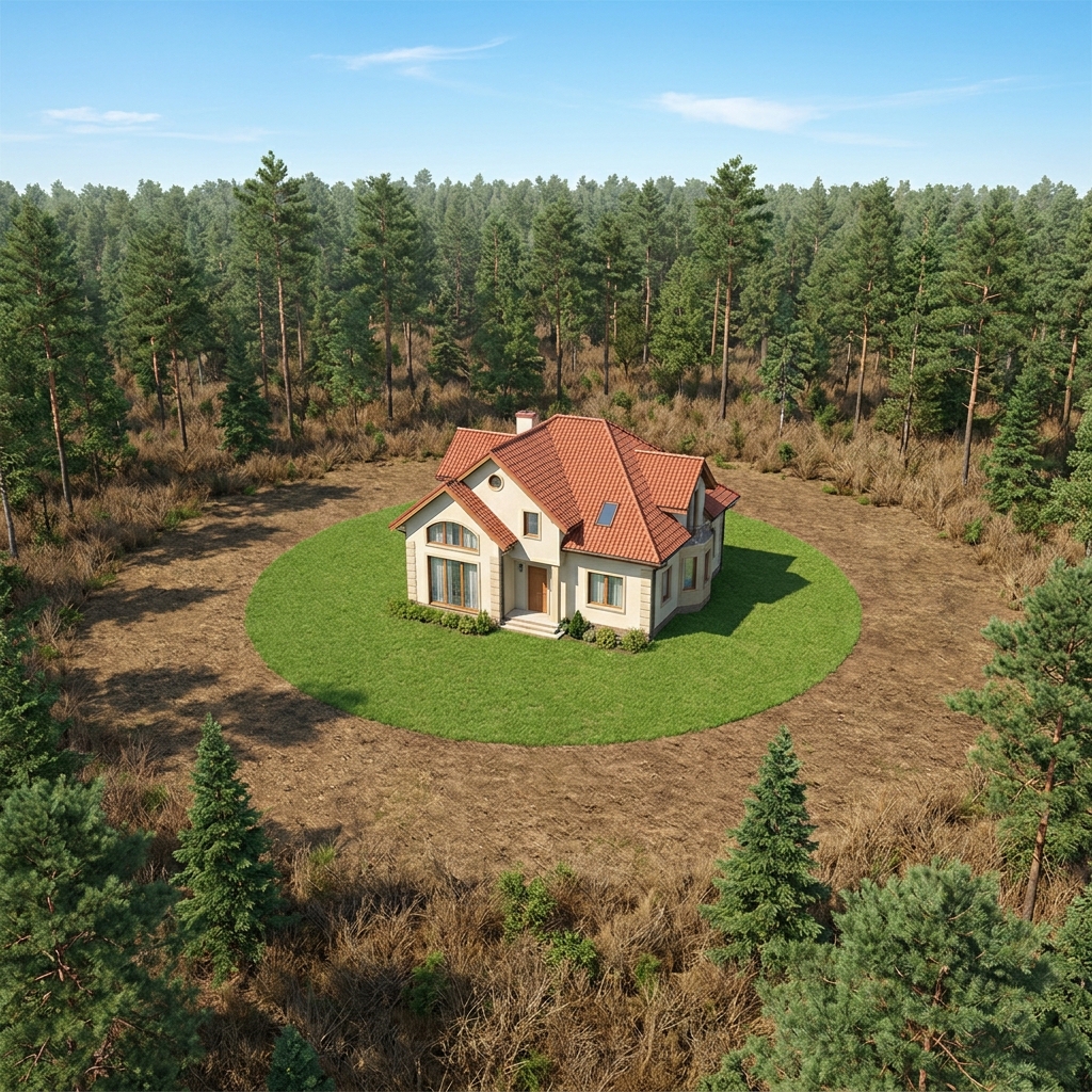Defensible space is an area around a house where plants are cleared to stop wildfires. This is an example of preparation. By.
