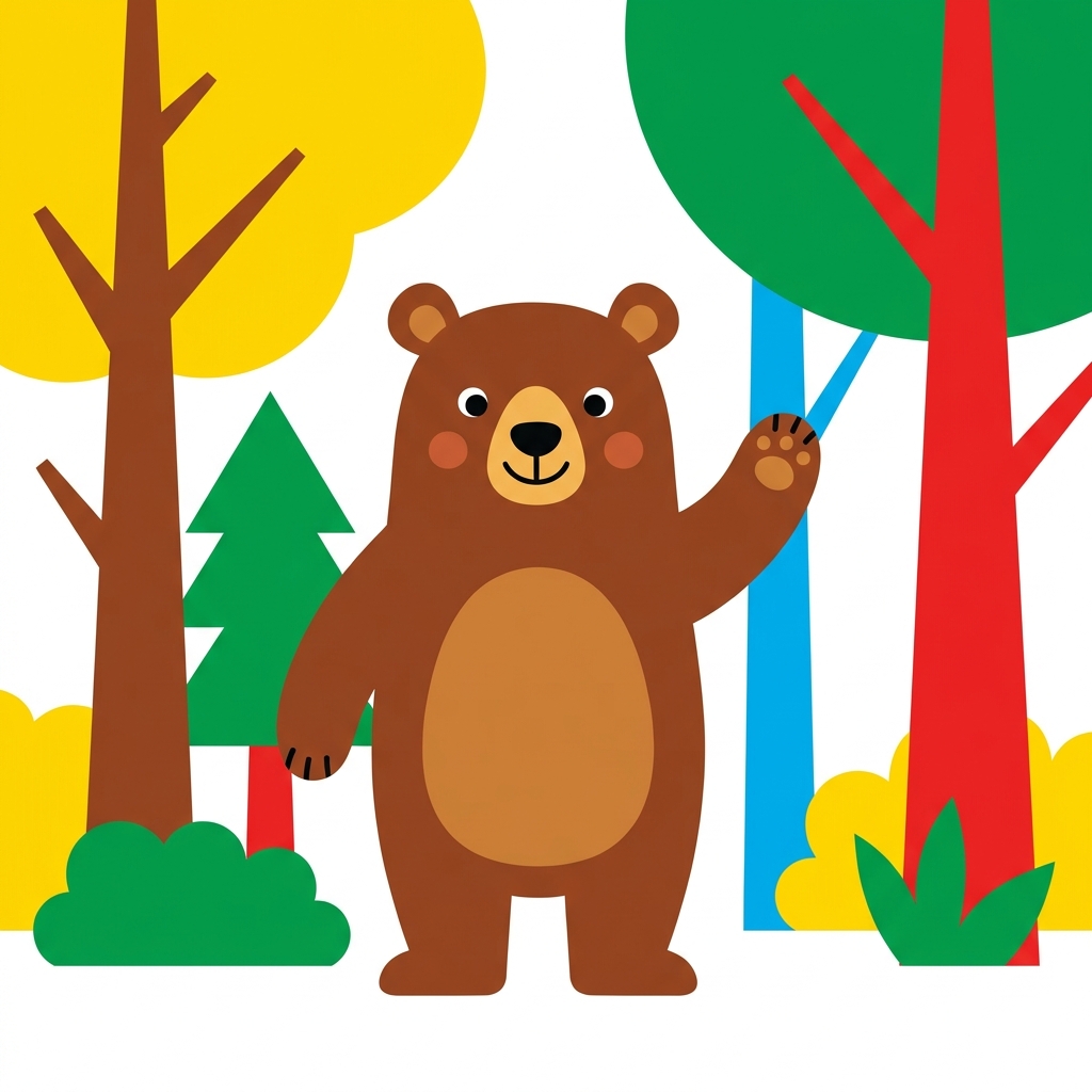 Let us look at the story together. Point to the character with me. This bear is our friend in the story.
