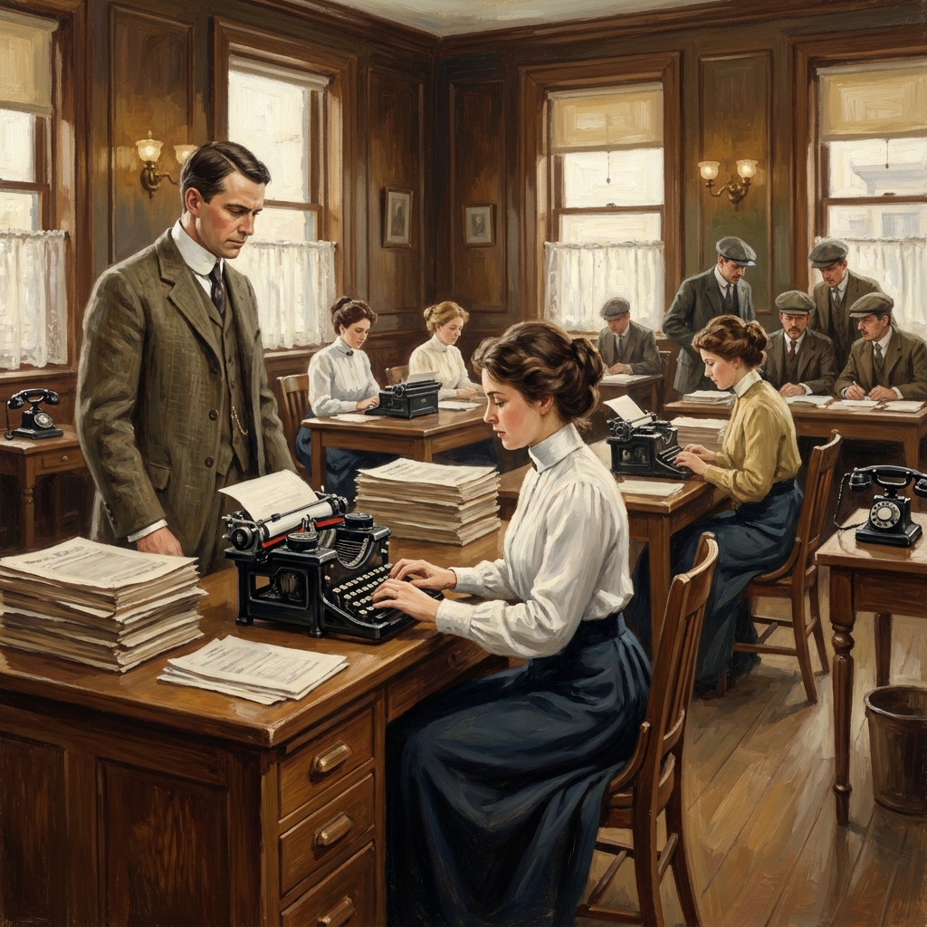 In the early 1900s, many women became clerical workers, such as typists or secretaries in offices. This work was a.