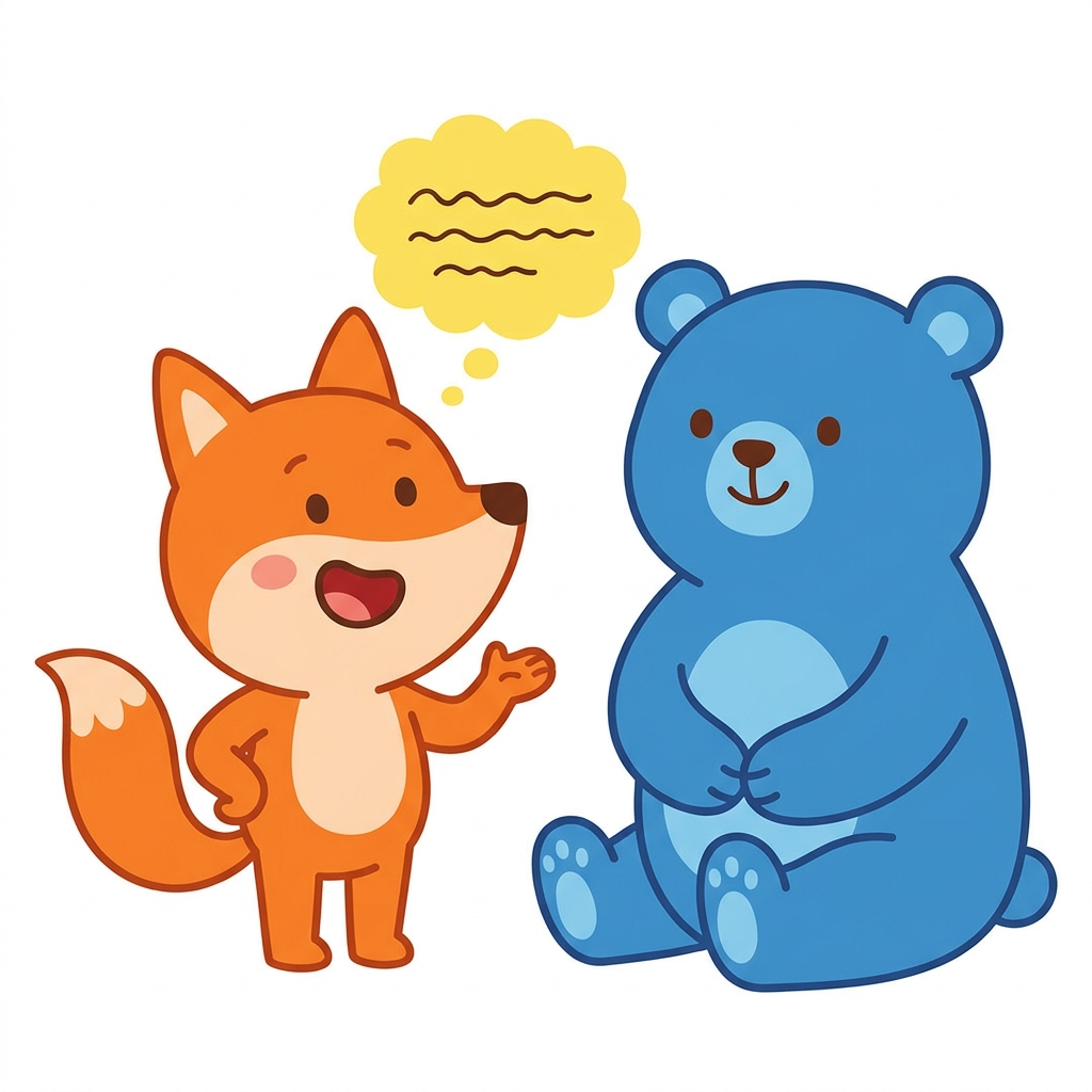 Let us practice waiting. One friend talks first. Then the other friend talks. We take turns to share our ideas.