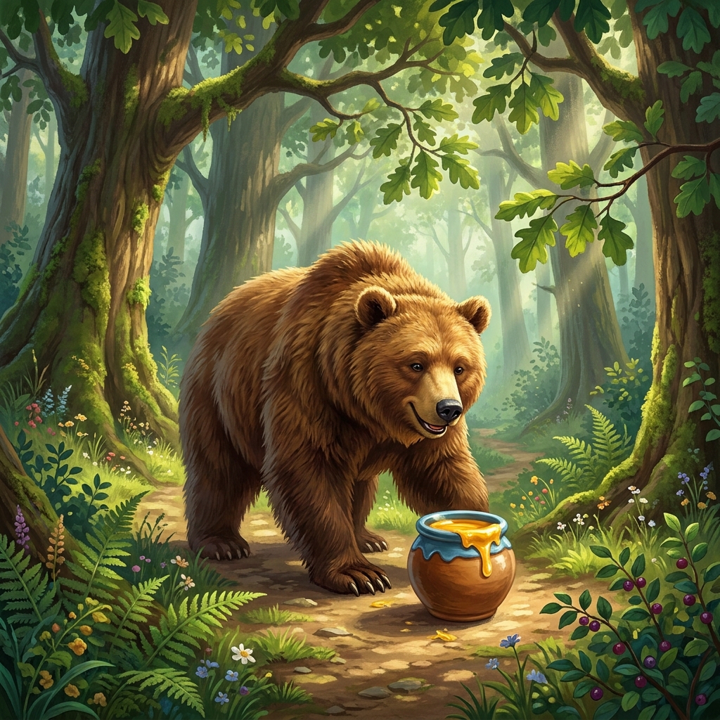 The big bear walked through the woods. He found a honey pot. He was very happy. This is accurate because every word is read.