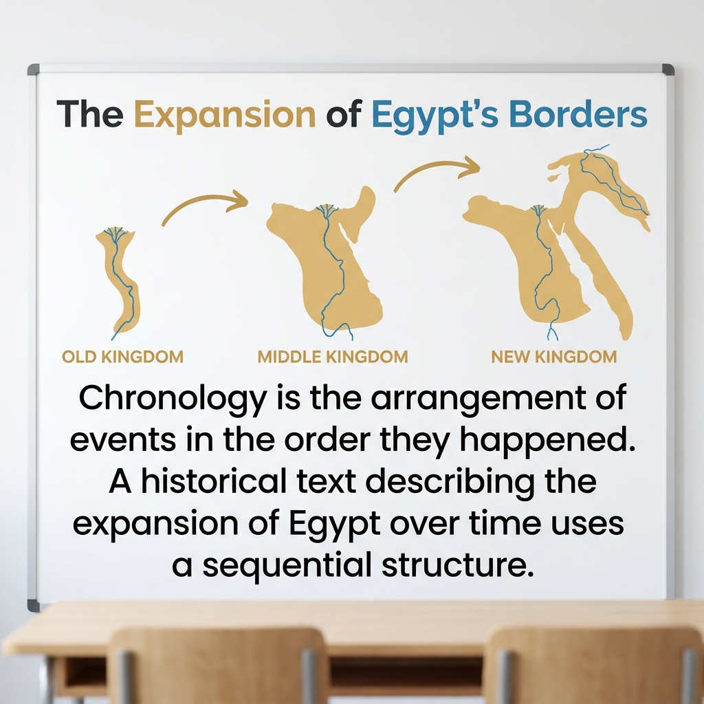 Chronology is the arrangement of events in the order they happened. A historical text describing the expansion of Egypt over.
