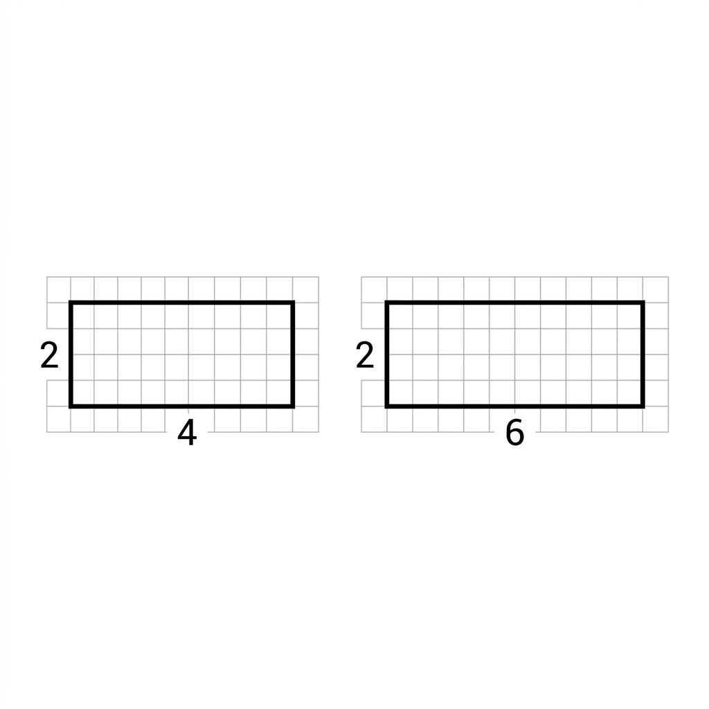 Consider two rectangles. The first has sides of 2 and 4, and the second has sides of 2 and 6. Because the ratio of the sides.