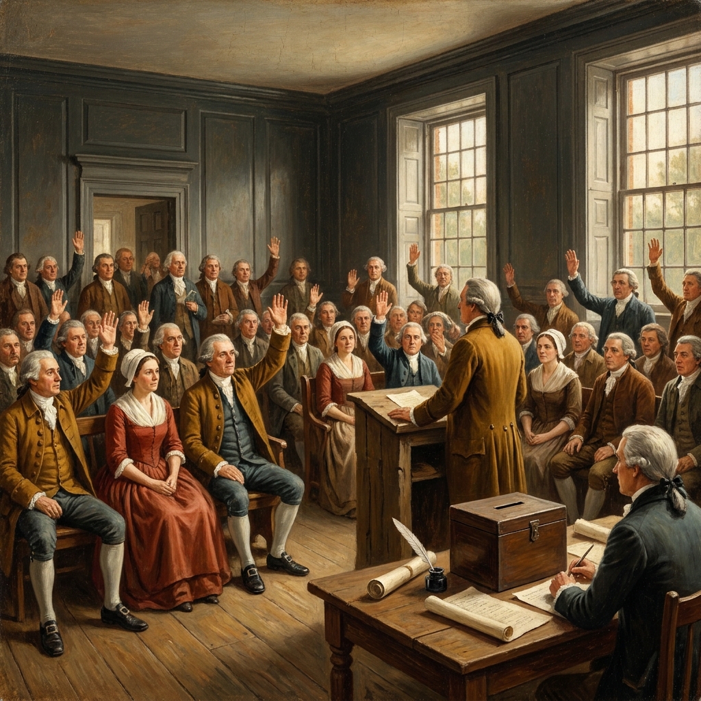 Imagine a town hall meeting where citizens gather to vote on local rules. When citizens have the power to decide the rules.