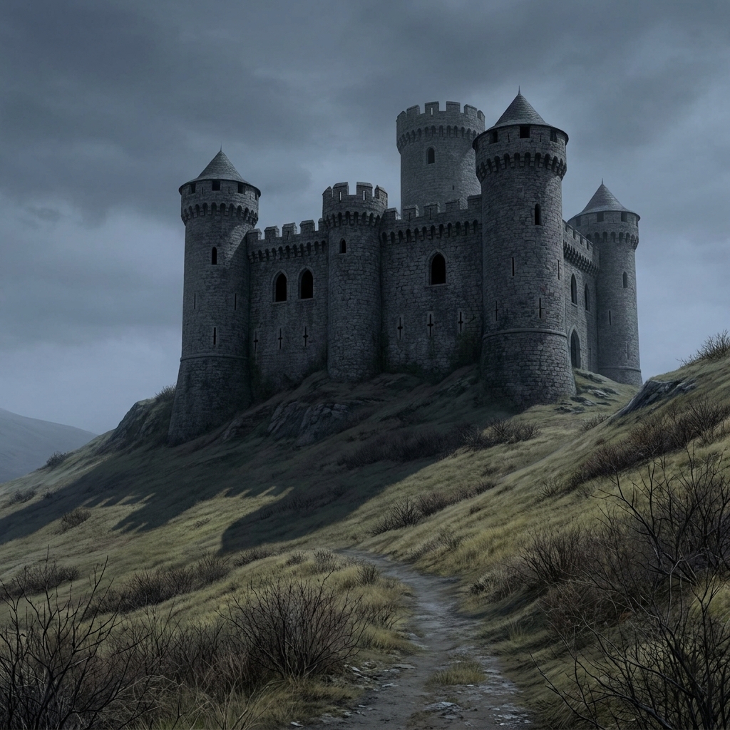 Example one: The author says, 'The ancient castle stood silent on the hill, its windows dark and empty.' To analyze the.