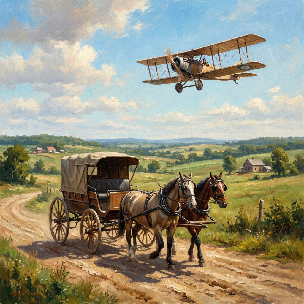 Travel in the early 19th century was slow and relied on horse-drawn carriages. The Wright brothers changed this by inventing.