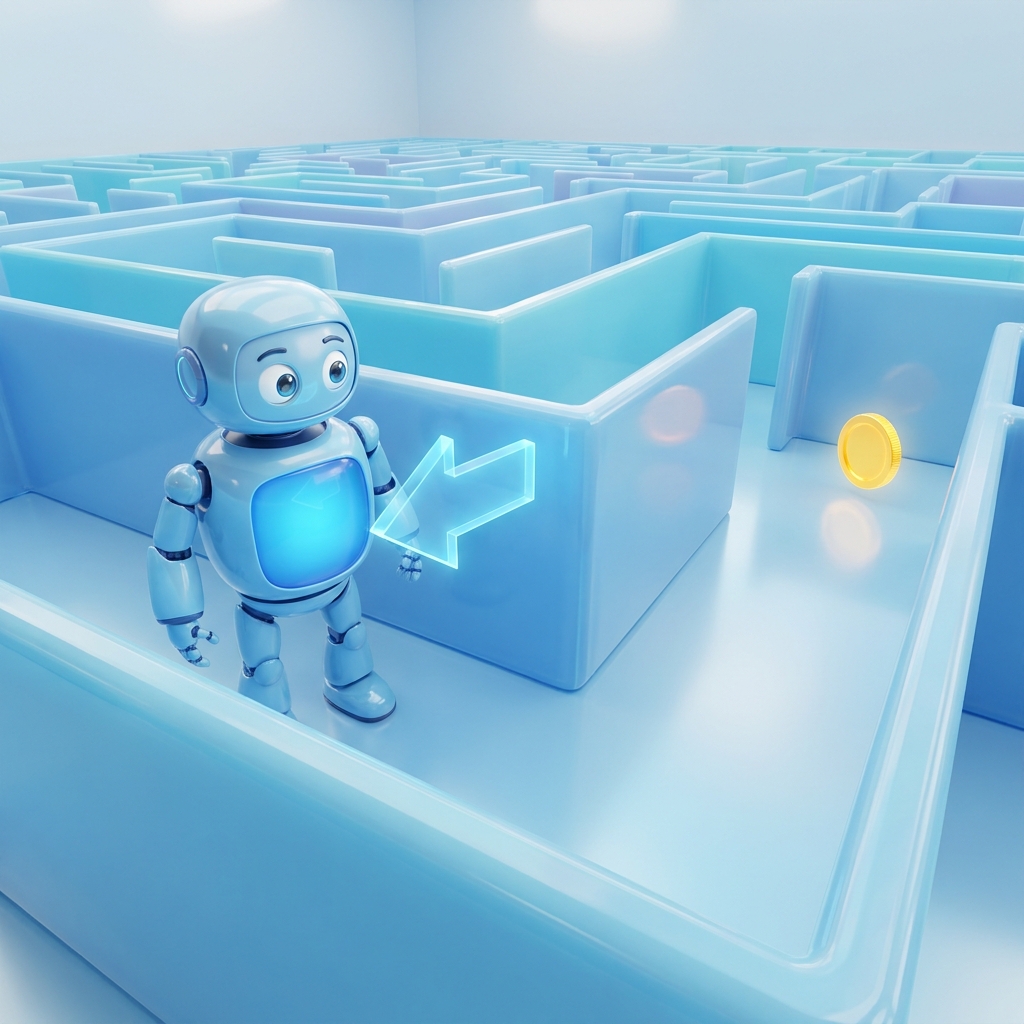 Imagine a maze. The sprite needs to turn right to get the coin, but the code says Turn left. Let's trace this.
