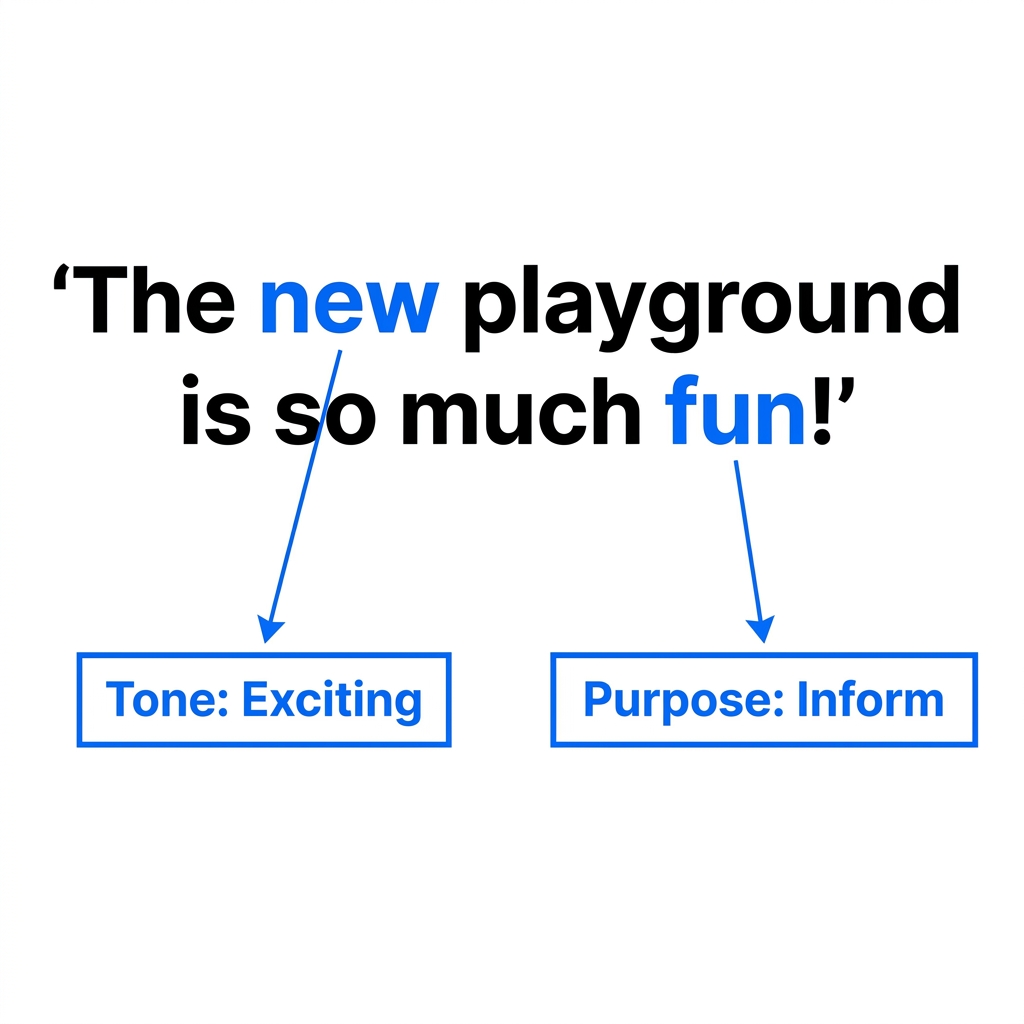 In a school newspaper article about a new playground, the purpose is to inform students. Because the audience is other.