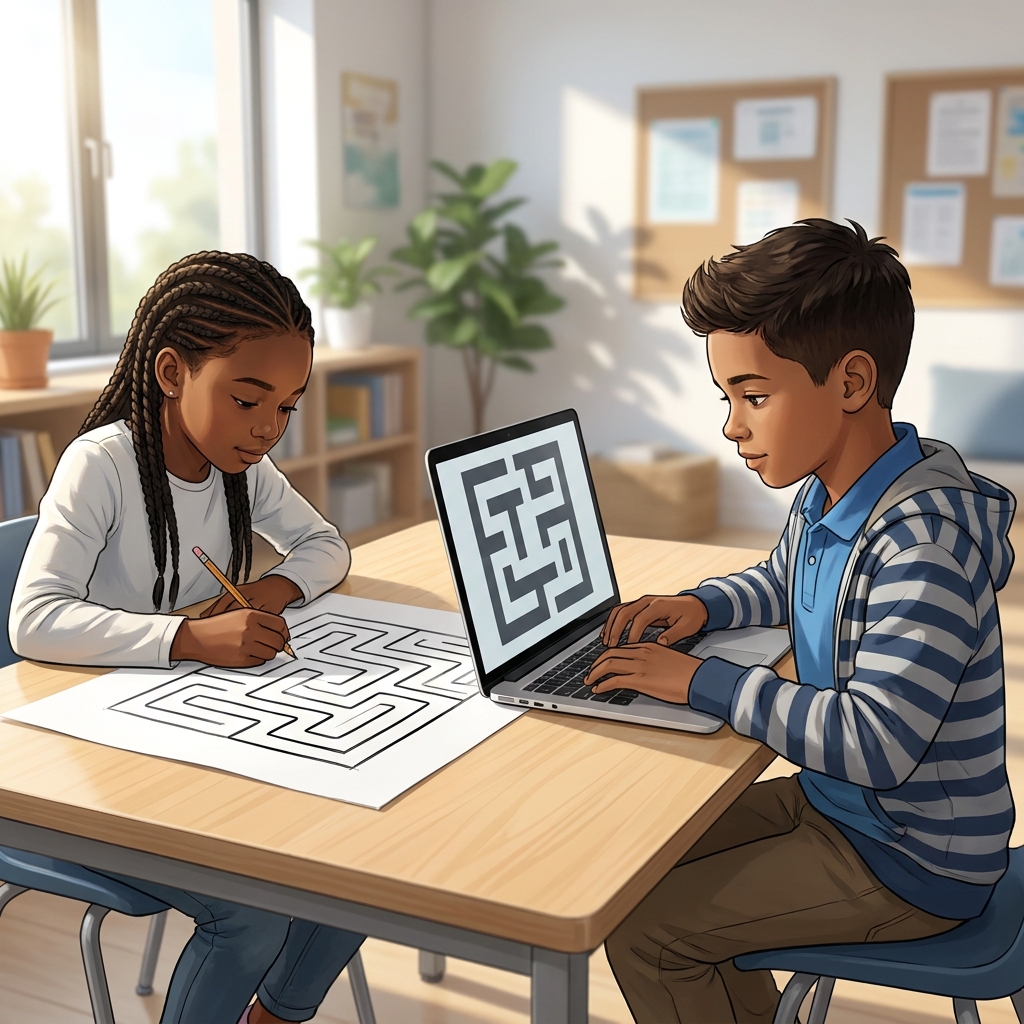 When a team of 2 students designs a maze game, they work through 3 stages of development to build their project. The.