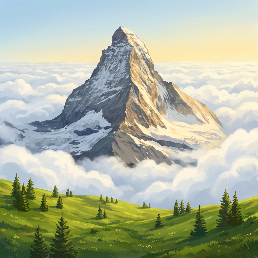 The poem says, 'The mountain stands tall and proud, reaching for the clouds.' We should read this with a strong, steady.