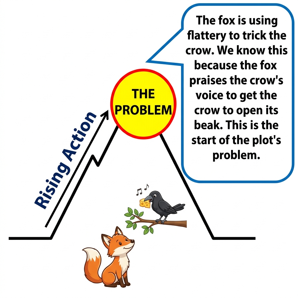 When we read stories, we look for how the plot develops. The plot is the sequence of events that make up a story. A fable is.