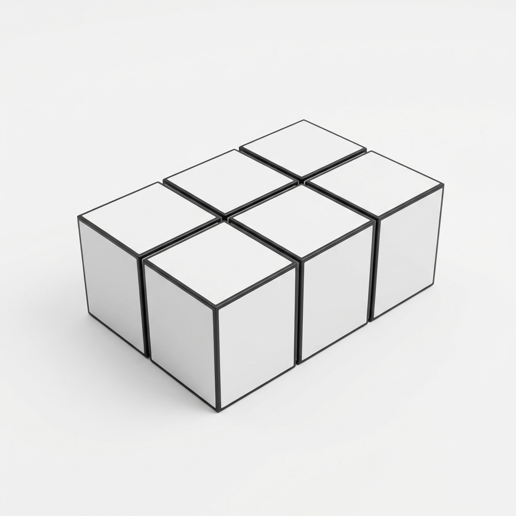 Imagine a rectangular prism built from 6 unit cubes arranged in a 3 by 2 by 1 stack. Let's find the volume of this prism.