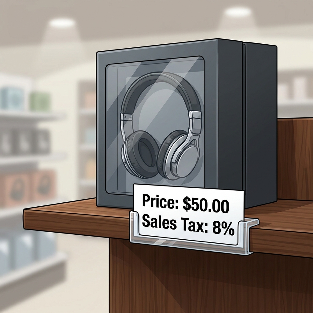 We have an item that costs 50 dollars. The sales tax rate is 8 percent. Let's figure out the total cost.