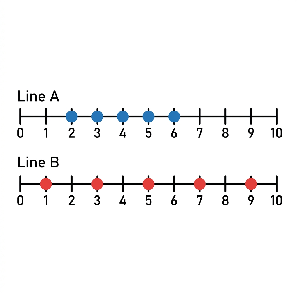 Now let's look at variability, which describes how spread out data is. Imagine two school cafeteria lines where wait times.