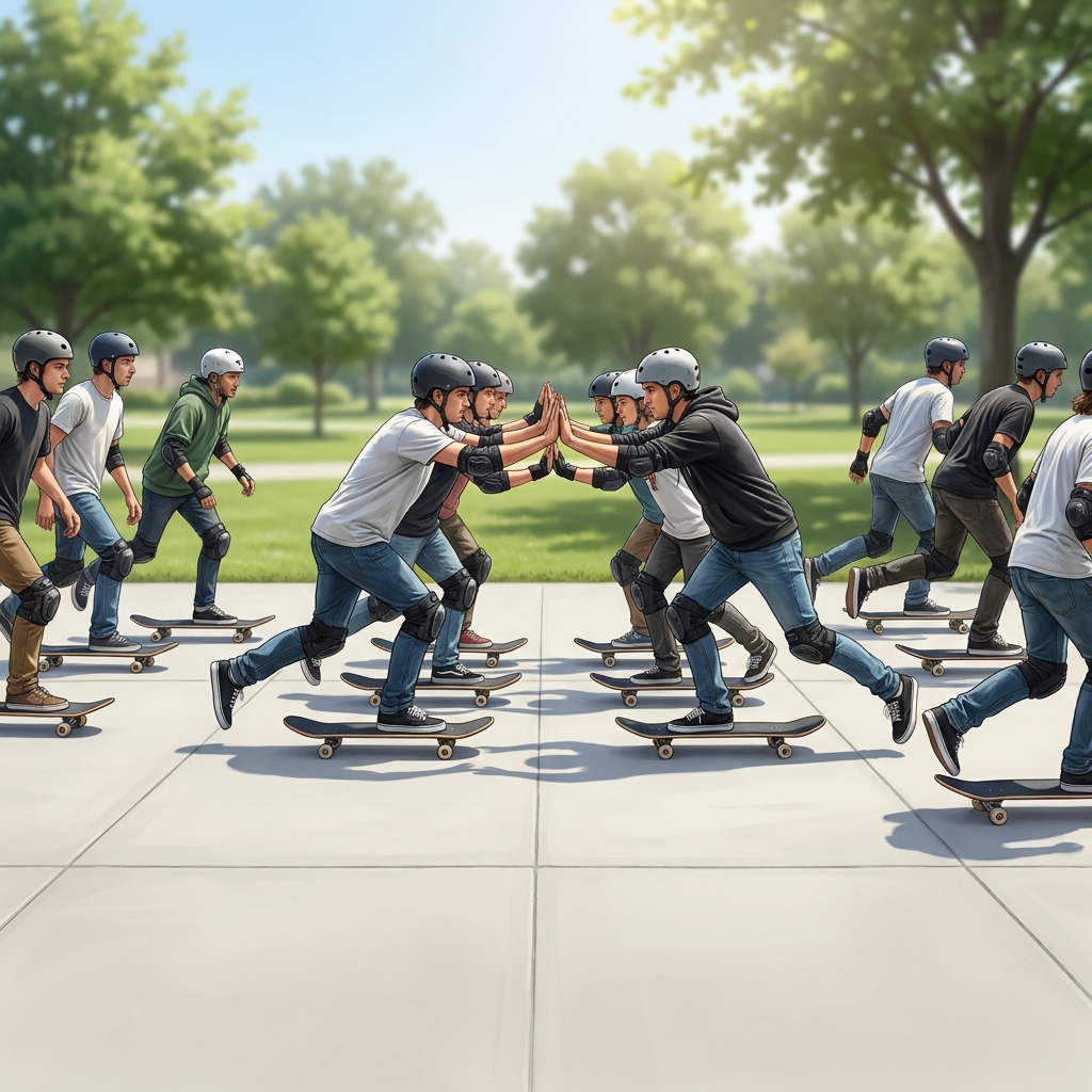 Two skateboarders on a flat sidewalk demonstrate this well. When they push off each other, they both move in opposite.