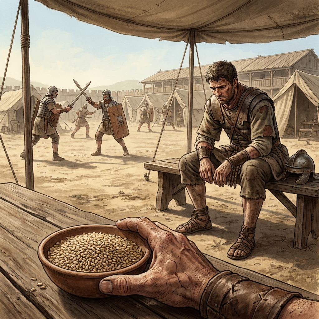 A soldier writes, My daily ration of grain is small, and I am often hungry after a long day of training. We can use this to.