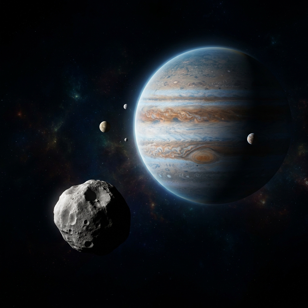 Imagine we have a small asteroid with a mass of 2 and a large planet with a mass of 10. We want to see which one has a.