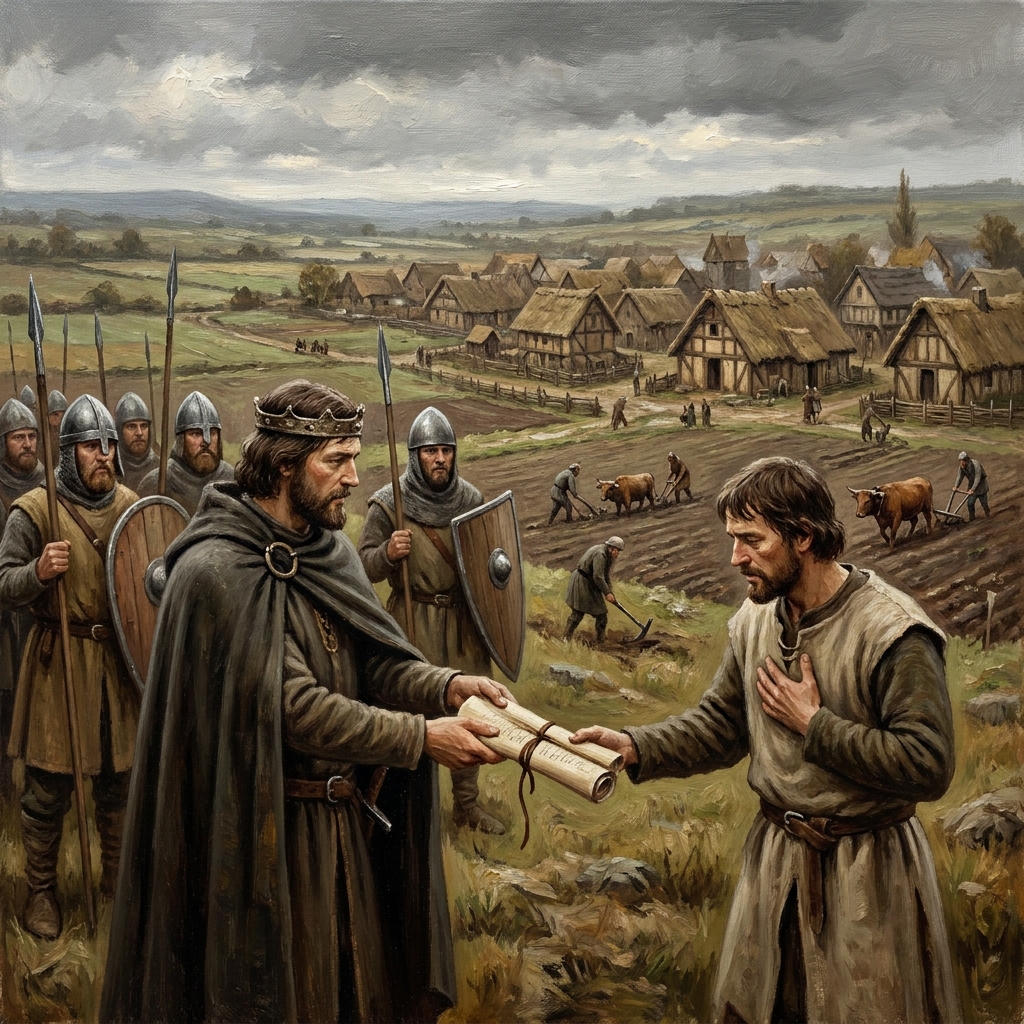 A king might grant a large estate to a noble. The noble promises to provide soldiers for the king's army. This is feudalism.