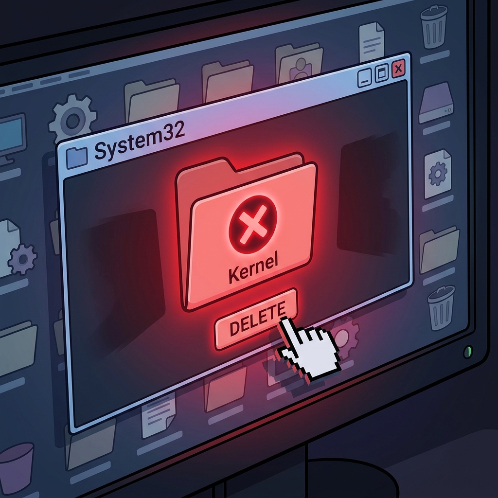 Non-example two: Deleting system files to fix a slow computer. This destroys the operating system. A correct way is to clear.