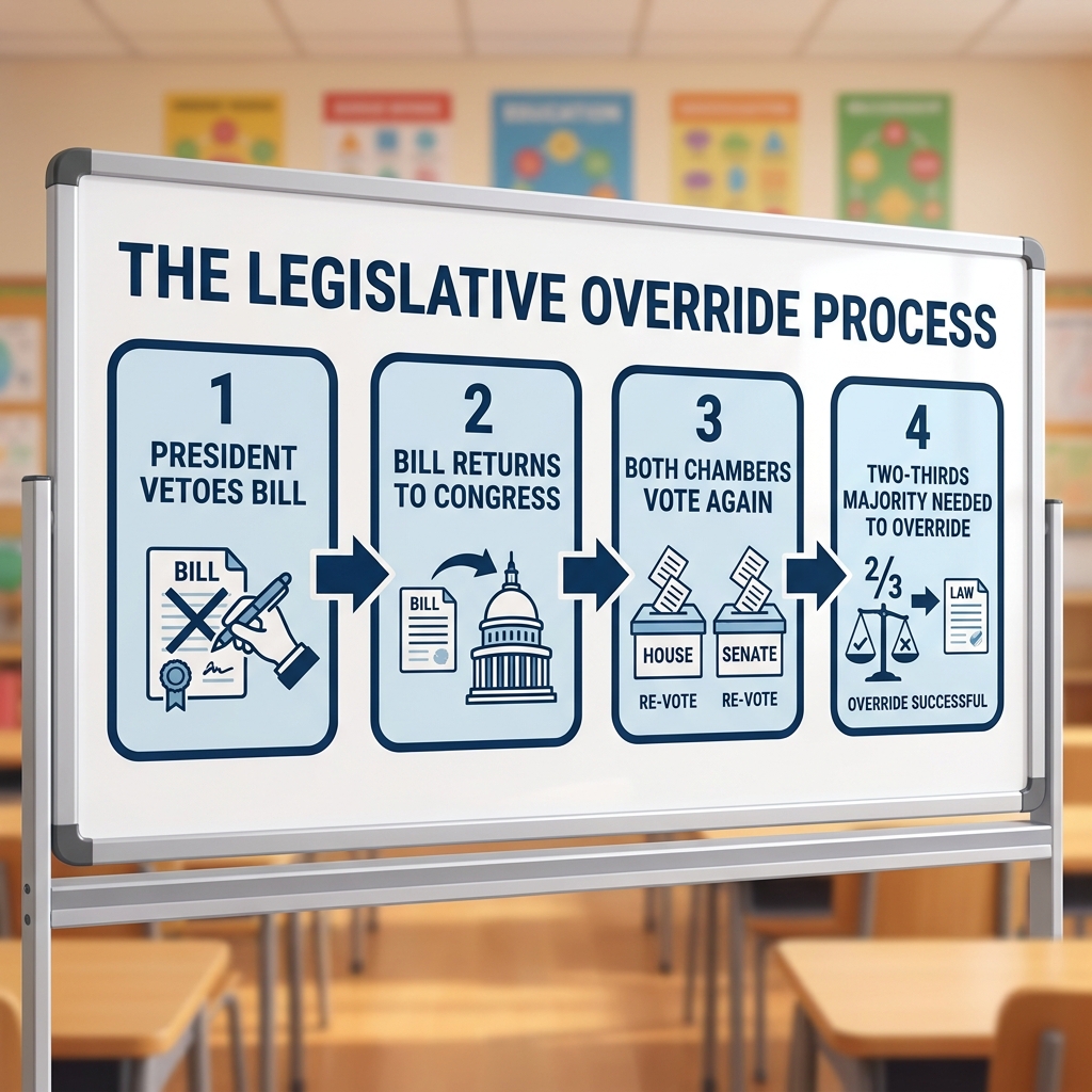 When the president vetoes a bill, Congress can try to override it. First, the bill returns to the House and Senate. Next.