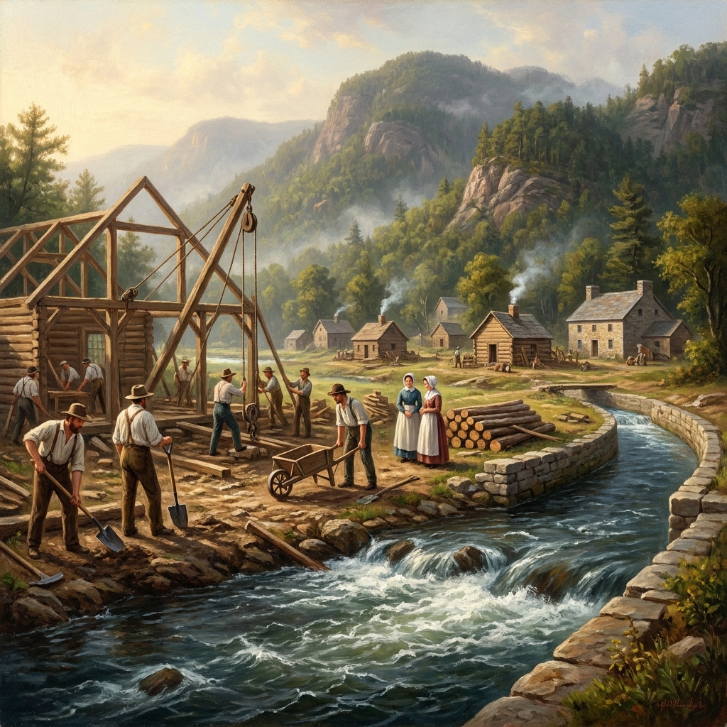 Many small villages grew into large factory towns because they were located near fast-moving rivers. The water provided.