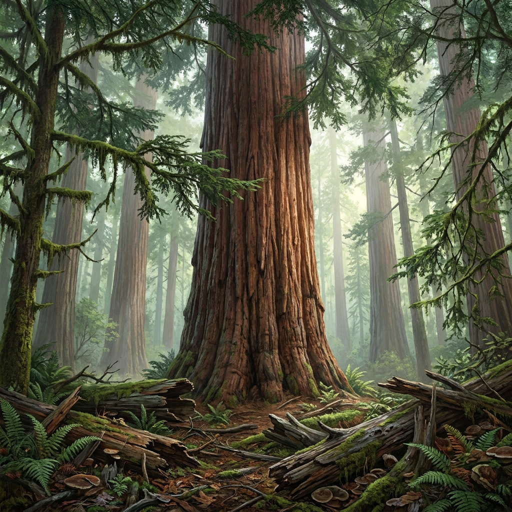 Example 1: A redwood tree grows, absorbing carbon dioxide from the air through its needles. The carbon becomes part of the.