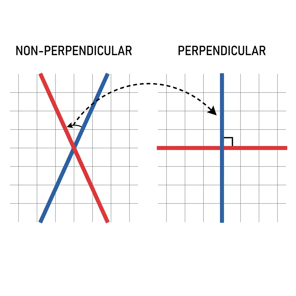 Another non-example is two lines that cross but are not perpendicular. A coordinate system requires a right angle. To fix.