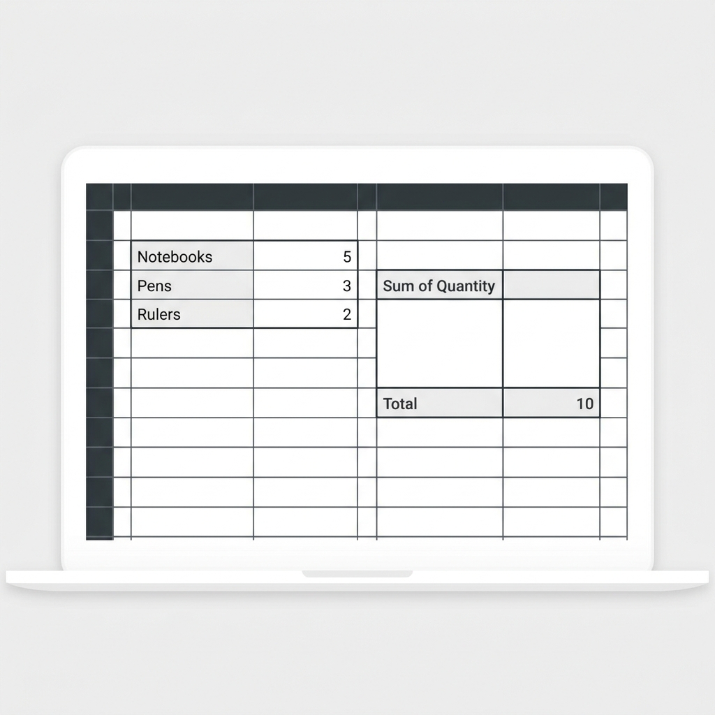 Imagine a spreadsheet with a list of school supplies. We have 5 notebooks, 3 pens, and 2 rulers. Let's trace how we would.