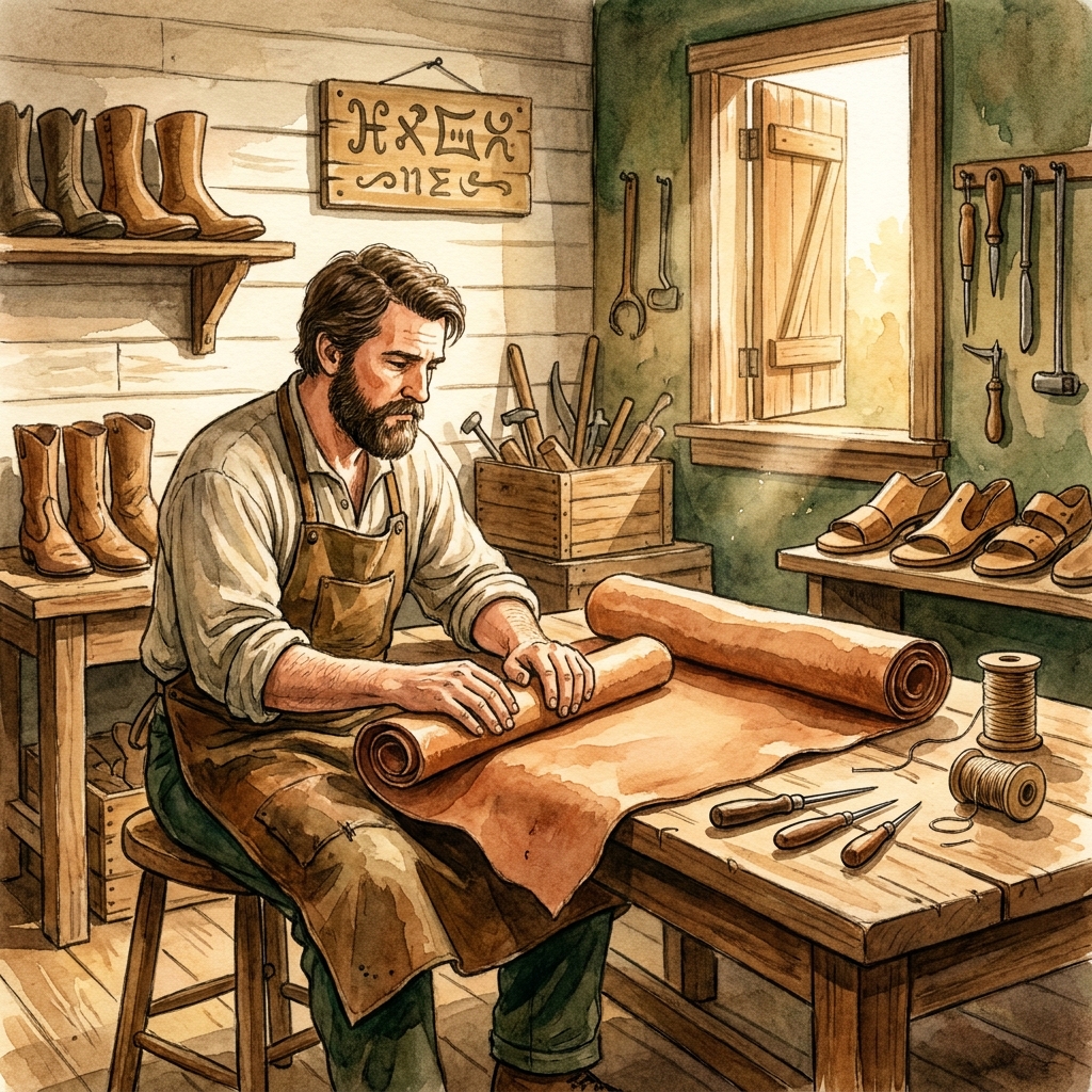 The shoemaker has only one piece of leather. They can make one pair of boots or one pair of sandals. They must choose.