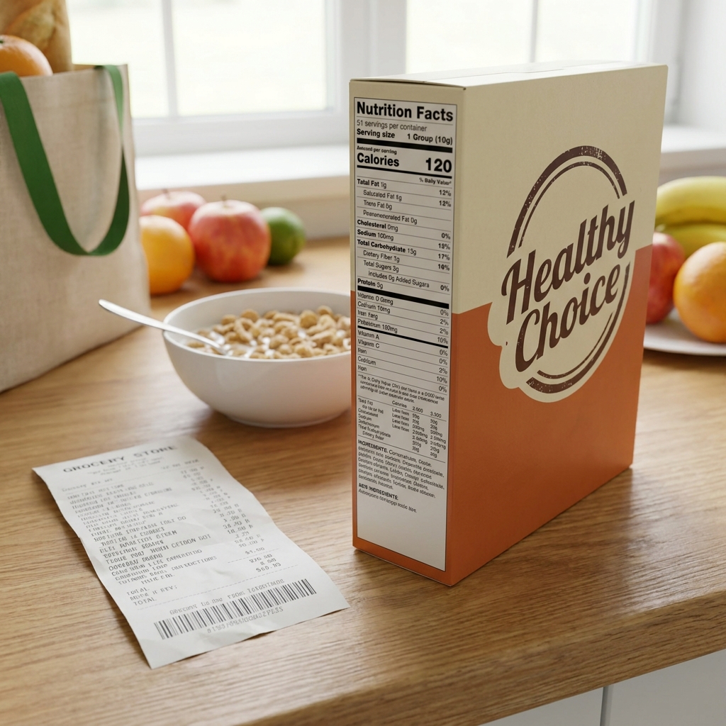 Now let's look at nutrition science. A grocery receipt lists the price of food, which is a fact. A nutrition label, however.
