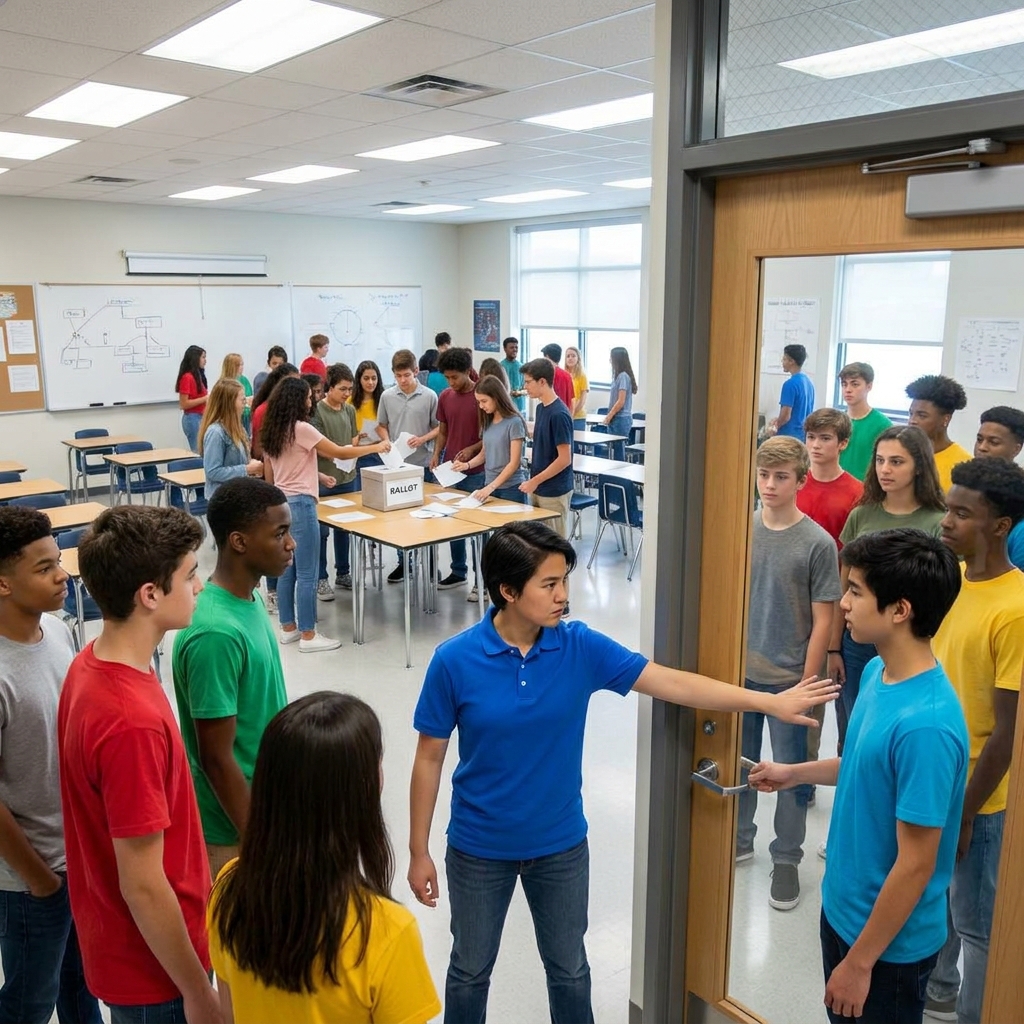 Imagine a classroom club that writes a rule stating every member has an equal vote. However, the club president decides only.